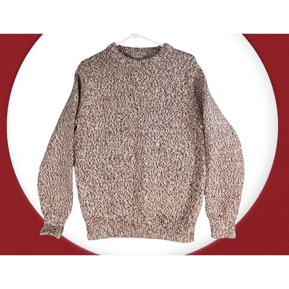 j. crew‎ puff sleeve sweater crewneck marled Ivory Burgundy Size M